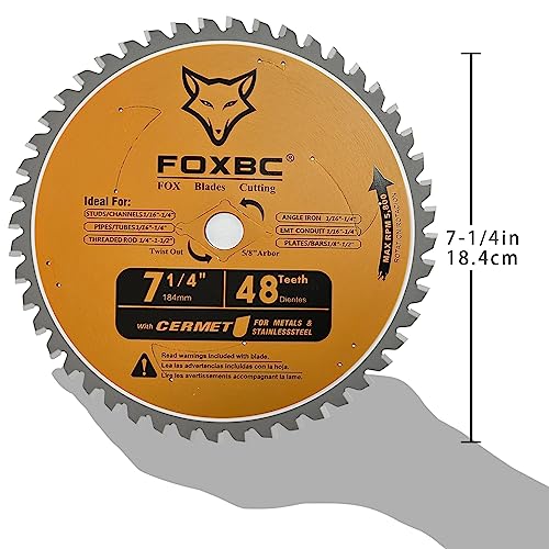 FOXBC 7-1/4 inch Circular Saw Blade Metal and Stainless Steel Cutting 48 Teeth, Replacement for Diablo D0748CF Ceramic Carbide Saw Blade - WoodArtSupply