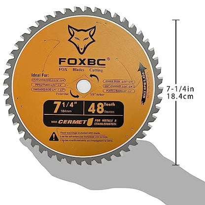 FOXBC 7-1/4 inch Circular Saw Blade Metal and Stainless Steel Cutting 48 Teeth, Replacement for Diablo D0748CF Ceramic Carbide Saw Blade - WoodArtSupply