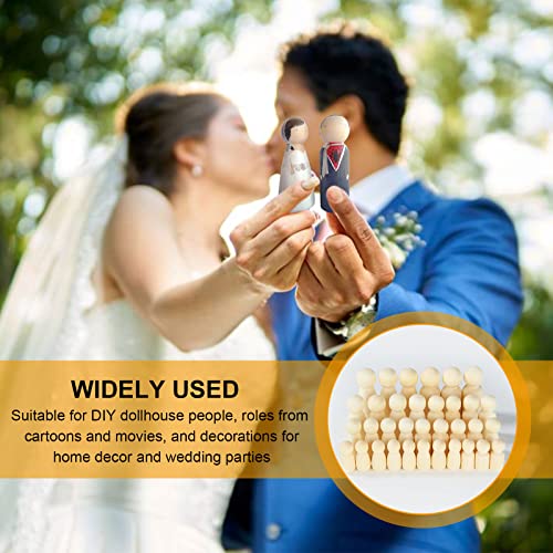 JMIATRY 100PCS Wooden Peg People Peg Dolls Unfinished Wooden People Figures with Storage Case Peg People Family for Craft Art Projects and Decoration JMIATRY