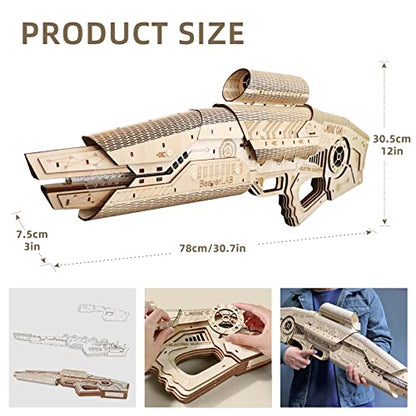 BEAVERLAB 3D Wooden Puzzles for Adults, Space Wars Gun Model Creative Mechanical Puzzles Kit, Brain Teaser Assembly Model Toys Unique Gifts for Kids - WoodArtSupply