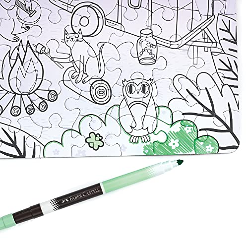 Faber-Castell Color by Number Puzzle, Camping - 100 Pieces, DIY Coloring Puzzle Set for Kids Ages 6+, Small Faber-Castell