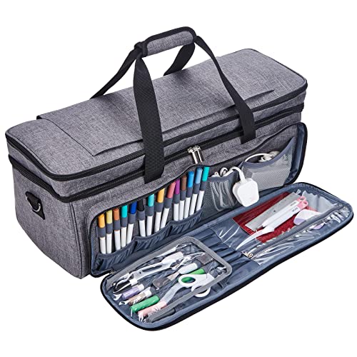 NICOGENA Double Layer Carrying Case with Mat Pocket for Cricut Explore Air 2, Cricut Maker, Cricut Maker 3, Cricut Explore 3, Multi Large Front - WoodArtSupply