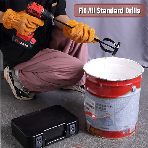 Bates- Paint Mixer, 1 to 3 Gallon Buckets, Black Mud Mixer, Paint Stirrer for Drill, Paint Mixer for Drill, Drill Mixer Attachment, Paint Mixer Drill Bates Choice