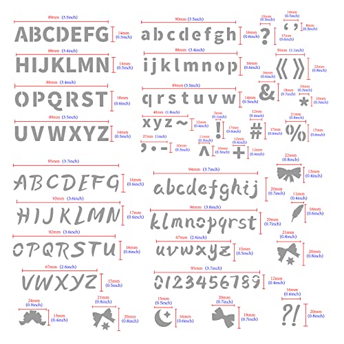 BENECREAT 4PCS 4x7 Inch Metal Engraving Stencils Letter Number Metal Stencils for Wood Carving, Drawings and Woodburning, Engraving and Scrapbooking BENECREAT