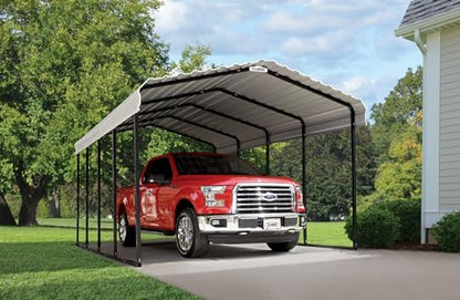 Arrow Carports Galvanized Steel Carport, Full-Size Metal Carport Kit, 12' x 20' x 9', Eggshell