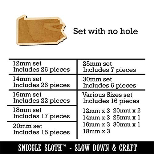 Pennsylvania State Silhouette Mini Wood Shape Charms Jewelry DIY Craft - 12mm (26pcs) - No Hole Sniggle Sloth