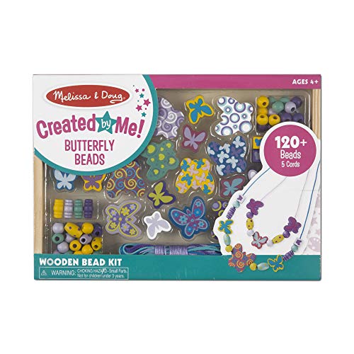 Melissa & Doug Wooden 'Butterfly Friends' Bead Accessory Creation Set + Free Scratch Art Mini-Pad Bundle [41799] Melissa & Doug