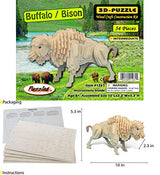 Puzzled 3D Puzzle Buffalo Wood Craft Construction Model Kit, Fun & Educational DIY Bison Wooden Animal Toy Assemble Model Unfinished Crafting Hobby Puzzled