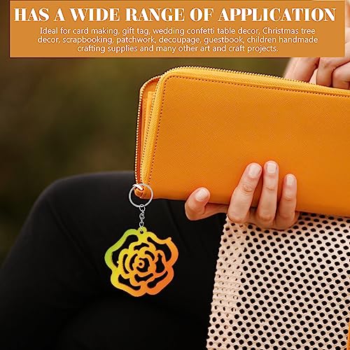 LUOEM 10pcs Hollow Rose Flower Wooden Cutouts Mini Wooden Slices for Patchwork DIY Handmade Crafting Valentine's Day Wedding Party Aniversary Hanging LUOEM