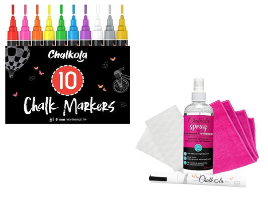 Chalkola Art Bundle - 10 Bold Colors + Natural Spray Cleaner - WoodArtSupply