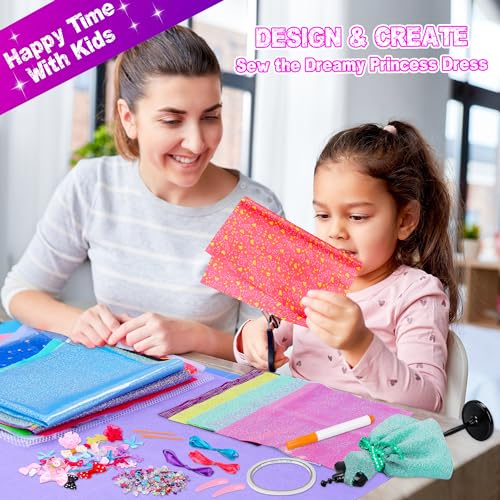 MINIFUN 600+Pcs Fashion Designer Kit for Girls, Sewing Kit with 4 Mannequins, DIY Art & Craft Activity for Kids, Girl Toys for Age 6 7 8 9 10 11 12+ MINIFUN