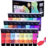 Acrylic Paint Set 24 Colors Acrylic Paints for Painting, Art Craft Paint Gift for Artists Kids Beginners, Pumpkin Canvas Ceramic Rock Painting Kit SNOW COOLER