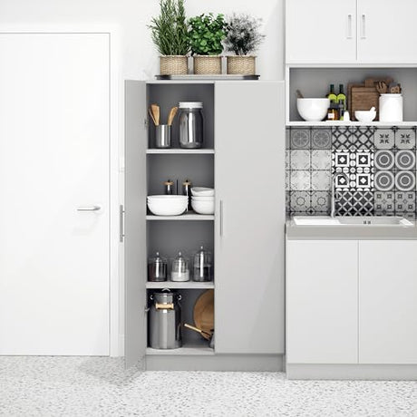Prepac Elite 32" Light Gray Storage Cabinet with Adjustable Shelves Prepac