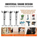 VEVOR Forstner Bit Set, 16 Pcs Forstner Drill Bits Set, 1/4" to 1-5/8", Carbon Steel, with Universal Round Shank, Forstner Drill Bit for Wood and VEVOR