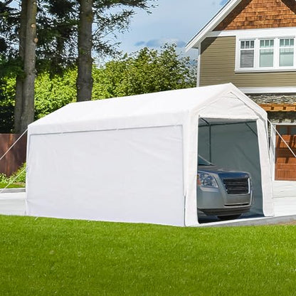 ADVANCE OUTDOOR 12x20 ft Heavy Duty Carport with Sidewalls and Doors, Adjustable Height from 9.5 ft to 11 ft, Car Canopy Garage Party Tent Boat