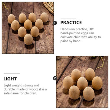 Totority Unfinished Easter Eggs Educational Blank Easter Egg, Unfinished Wood Egg Ornament 10Pack Fake Easter DIY Wooden Egg Adornments Drawing Egg - WoodArtSupply