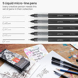 ARTEZA Micro-Line Ink Pens, Set of 5, Black Fineliners with Japanese Archival Ink, Art Supplies for Comic Artists and Illustrators, Calligraphy, ARTEZA