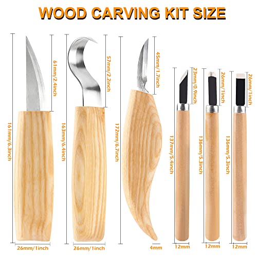 Wood Whittling Kit 6PCS Professional and High Performance Stainless Steel Tools Set for Beginner Carving for Adults and Kids Beginners Wood Carving BUIYLV
