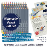 Faber-Castell Goldfaber Aqua Watercolor Pencils Gift Set - 36 Count, 12 Pastel and 24 Standard Colors, Water Coloring Pencils for Adults Faber-Castell