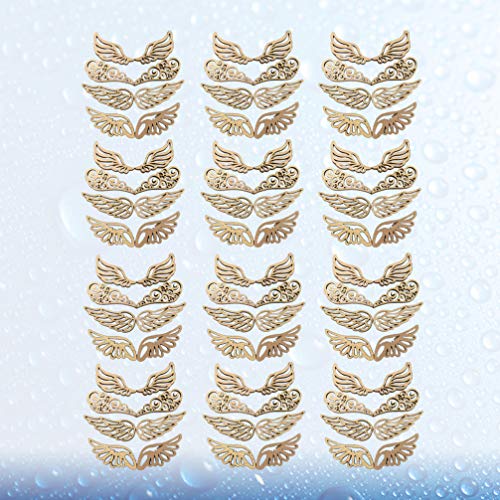 Amosfun Wood Slices Angel Wings Cutouts Craft DIY Ornaments for Birthday Christams Crafts Accessories 80pcs Amosfun