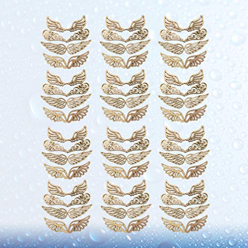 Amosfun Wood Slices Angel Wings Cutouts Craft DIY Ornaments for Birthday Christams Crafts Accessories 80pcs - WoodArtSupply