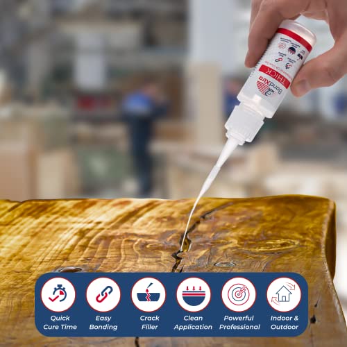 BondXtra 4 oz. Thick CA Glue for Woodworking, Premium Super Glue Kit for Wood Turning with Extra Bottles, Anti Clog Caps, Microtips, Thick Viscosity - WoodArtSupply