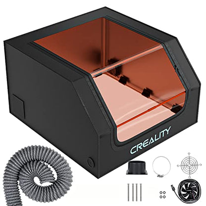 Creality Laser Engraver Enclosure, Fireproof and Dustproof Protective Cover 700x720x400mm with Exhaust Fan and Pipe, Fits for Most Laser Cutter,
