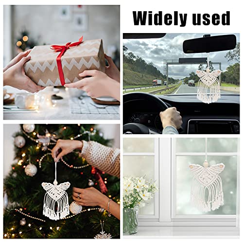 ORIGACH 3 Sets DIY Macrame Angel Kit, Boho Macrame Angel Wall Hanging Ornament, Angel with Heart Shaped Wings Macrame DIY Kit Tutorial for Adults - WoodArtSupply