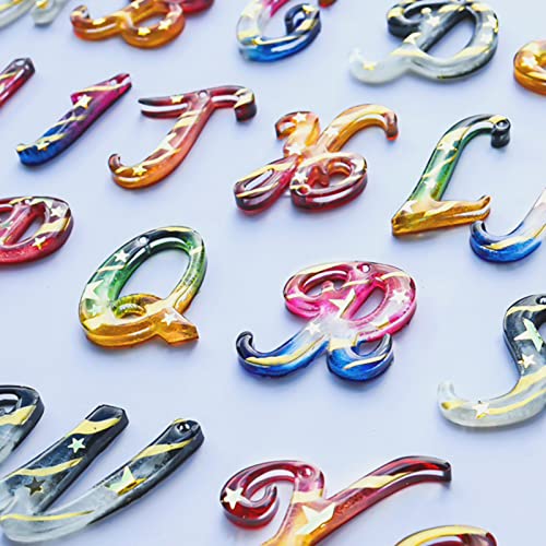 LET'S RESIN Large Alphabet Mold with Hole, Reversed Alphabet Letter Resin Molds Silicone with 30 Jump Rings, 30 Key Rings, Epoxy Molds for Keychain LET'S RESIN
