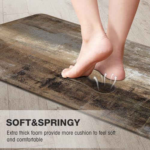 MAYHMYO Anti Fatigue Kitchen Mat - Set of 2 - Taupe Abstract Art Comfort Mats - Cushioned, Non Slip Floor Mat MAYHMYO