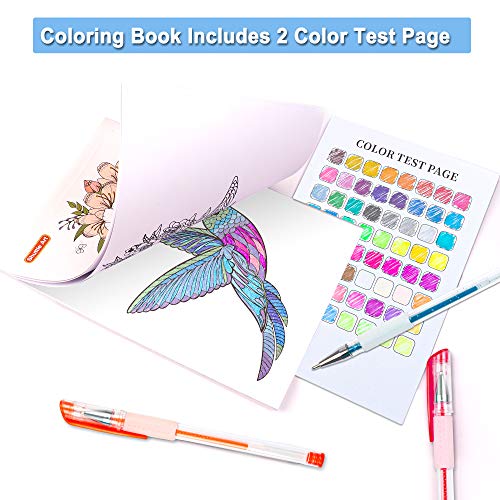 Shuttle Art Gel Pens, 130 Colors Gel Pen with 1 Coloring Book in Travel Case for Adults Coloring Books Drawing Crafts Scrapbooking Journaling Shuttle Art