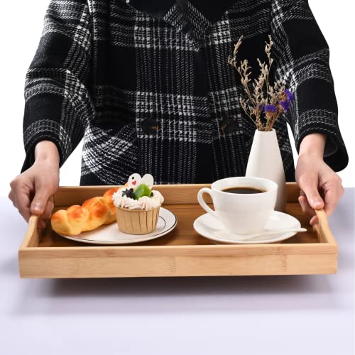 Prosumers Choice 3-Piece Set Bamboo Serving Trays with Handles - With Sizes, 1xS (38.1x25.4x4.9cm), 1xM (40.6x28.0x4.9cm), 1xL (43.2x30.5x4.9cm) - Prosumer's Choice