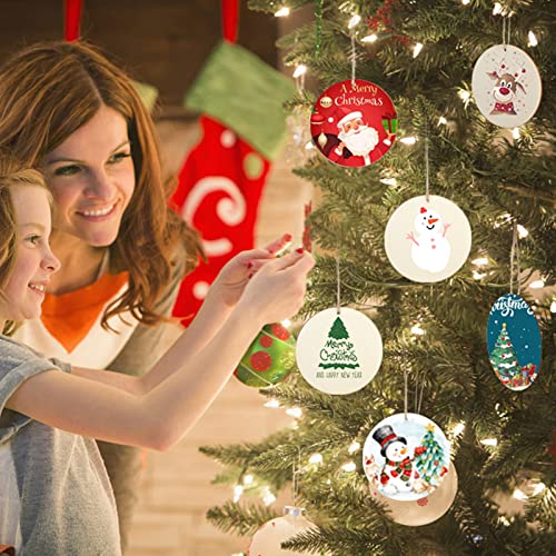 Bligo Round Wooden Discs with Holes 40pcs Unfinished Predrilled Wood Slices Circles 3.94" Wood Ornaments for Predrilled Natural Wood Slices for Party Bligo