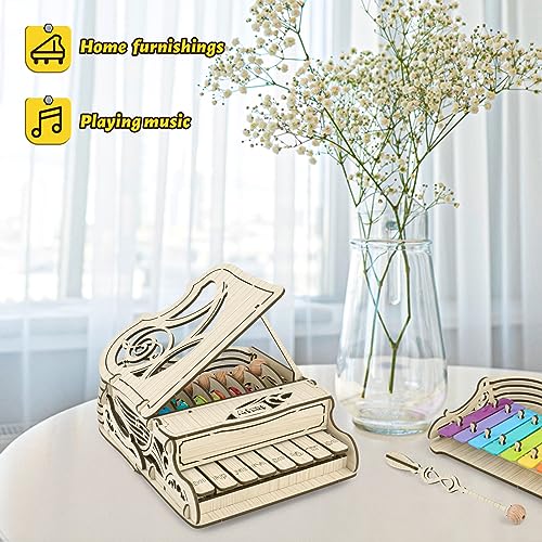 nicknack 3D Wooden Model Kits Assembly Piano Mechanical Music Model Wooden Puzzle for Teens and Adults nicknack