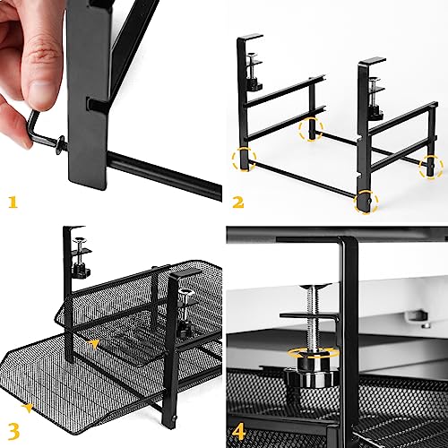 Baskiss Under Desk Clamp-on Organizer Drawers, Under Desk Clamp Storage Basket, Space Saving, No Need to Drill Hole Suitable for Home Office Art - WoodArtSupply