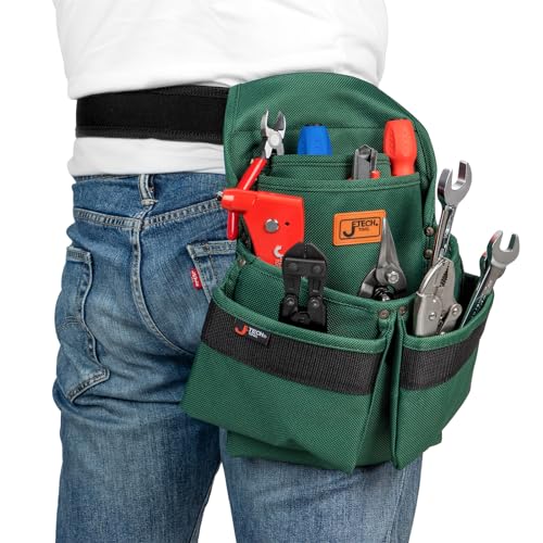 Jetech Tool Belt Pouches Bag with 4 Pocket - Heavy Duty Tool Utility Pouch with Adjustable Belt for Electrician,Carpenters,Craftsman,Gardening Jetech