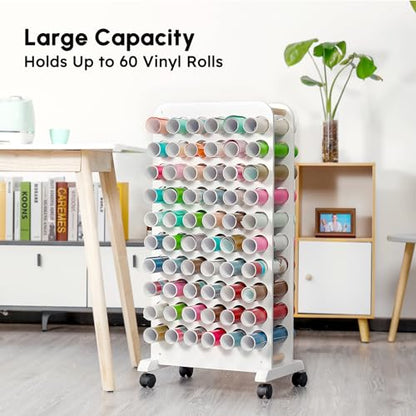 Crafit Mobile Vinyl Roll Holder, 60 Compartment Vinyl Storage Organize –  WoodArtSupply