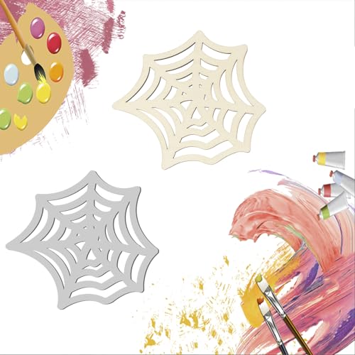 Unfinished Spider Web Wood Spider Web Shaped DIY Wood Halloween Blank Wood with Twines Art Unfinished Ornaments for Halloween Christmas Wedding Zontween
