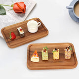 2 Pcs Acacia Wooden Serving Platter for Party Rectangle Food Dishes Trays Decorative Wood Plates Rectangular Snack Platter Fruit Tray for Decor Ayiaren