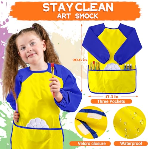 POPYOLA Acrylic Paint Set for Kids with Portable Gift Bag, Art Supplies Kids Painting Set with Non Toxic Paints, Smock, Easel, Ornaments, Paint POPYOLA