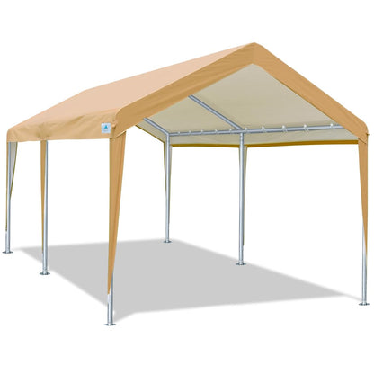 ADVANCE OUTDOOR Adjustable 10x20 ft Heavy Duty Carports Car Canopy Garage Boat Shelter Party Tent, Adjustable Height from 9.5 ft to 11 ft, Beige