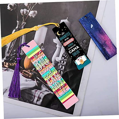 Anneome 1 Set Tassels Blank Bookmark Sublimation Bookmark Tassels Aluminum DIY Bookmark Graduation Sublimation Bookmark Iron on Bookmark Blank - WoodArtSupply