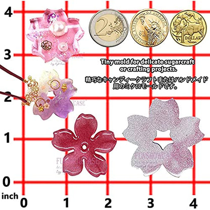 Funshowcase Cute Sakura Cherry Flower Silicone Mold Trays for Crafting, Resin Epoxy, Soap, Jewelry Making 4 in Set Bundle - WoodArtSupply