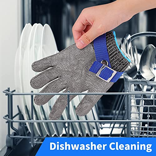 Herda Level 9 Cut Proof Gloves Chainmail Gloves Kitchen Gloves for Fish Meat Cutting Wood Carving Whittling Oyster Shucking Safety Butcher Work (XL) Herda