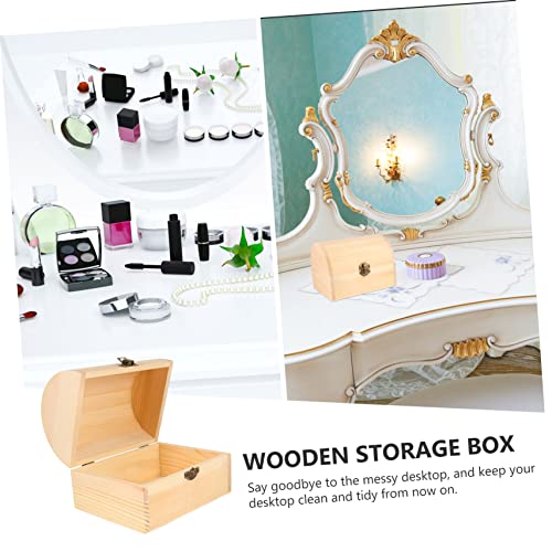 MAGICLULU 1pc Pirate Treasure Chest Wooden Box Unfinished Wood Crates Kids Toys Small Treasure Chest Decorative Lock Case Chest Treasure Case Wood MAGICLULU