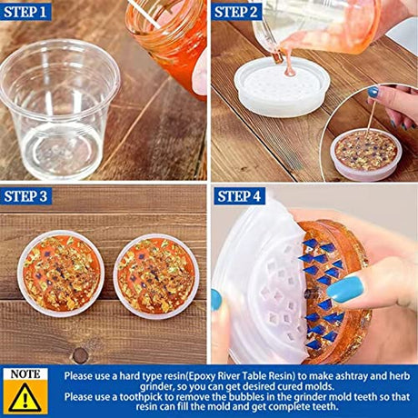 5 PCS Silicone Molds for Resin - Large Rolling Ashtray Tray Mold and Resin Grinder Mold for Grind with Efficient Spikes Shape and Storage,Rectangular HIQUE