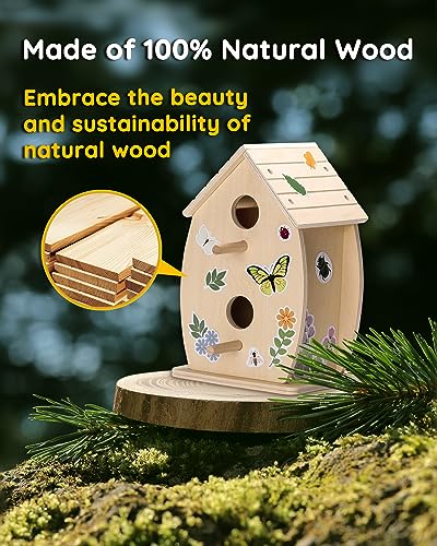 SainSmart Jr. Bird House Kit for Kids to Build and Paint - Art Craft Wooden Toys - Unfinished Wood Crafts with Stickers - Woodworking Crafts for - WoodArtSupply