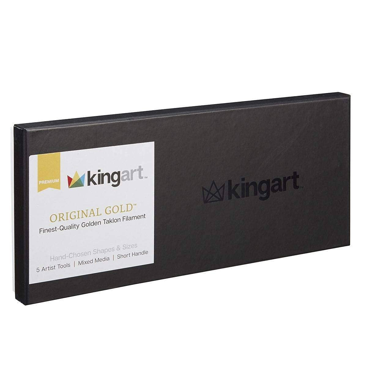 KINGART Original Gold Series Premium Golden Taklon Multimedia Artist Brushes, Painting Tools for Oil, Acrylic, Watercolor and Gouache, Gift Box, KINGART