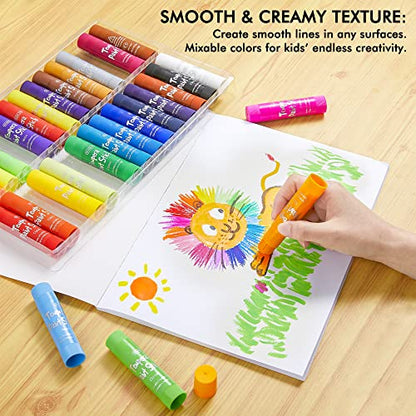 Tempera Paint Sticks, 30 Colors Solid Tempera Paint for Kids, Super Quick Drying, Non-Toxic, Works Great on Paper Wood Glass Ceramic Canvas