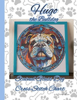 Hugo the Bulldog: Stained Glass Dog Cross Stitch Chart WoodArtSupply